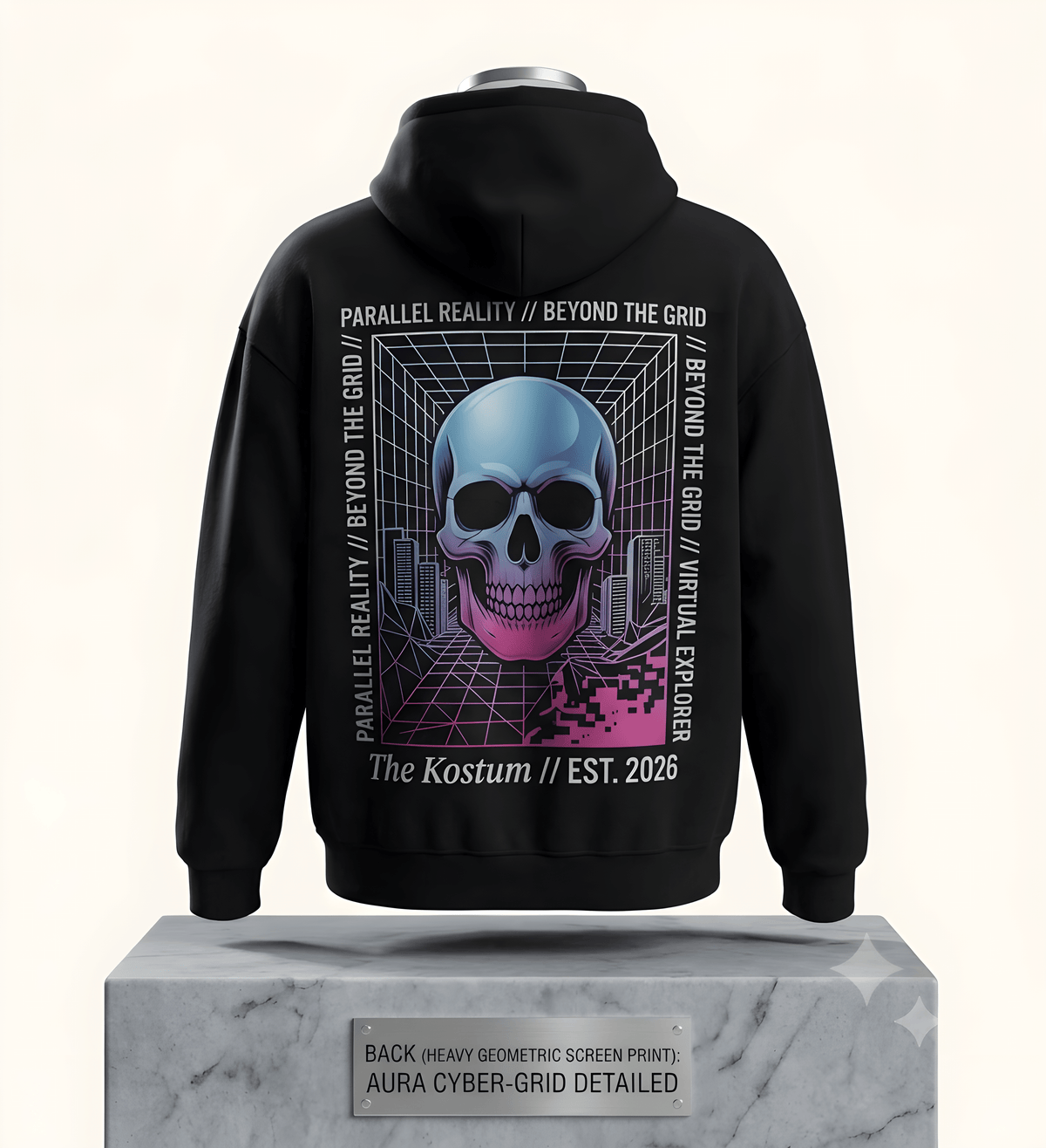 Unisex Hoodie Aura Cyber-Grid Detailed